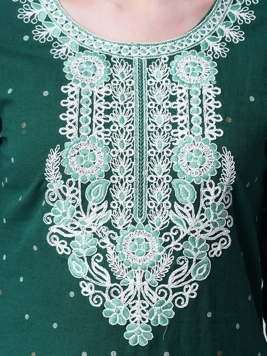 Cotton Flex embroidered Kurta Pant set with Dupatta