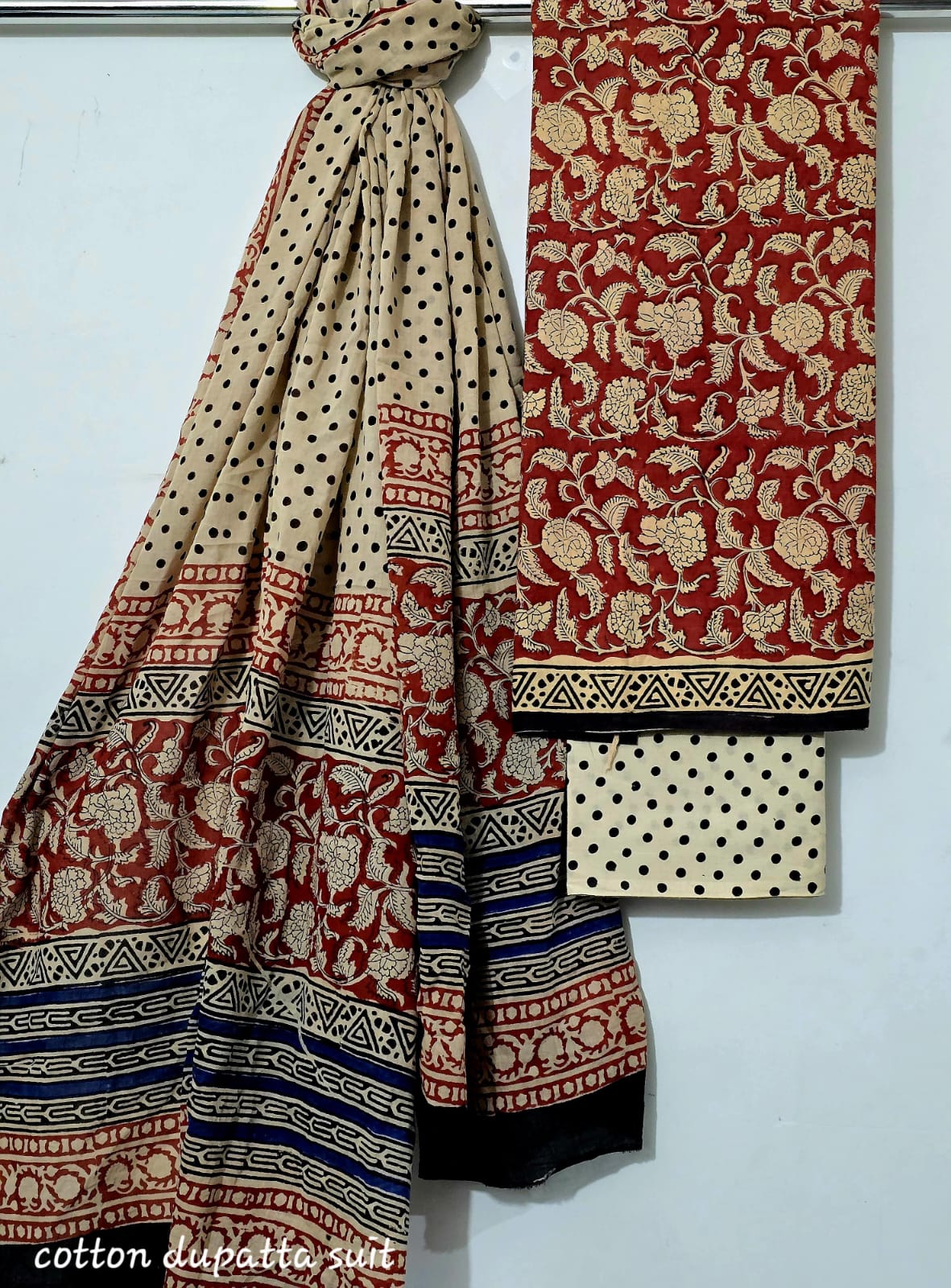 Pure Cotton Hand block printed Suit Pc with Dupatta