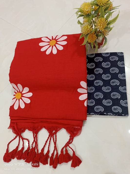 Sunflower Print Cotton Saree