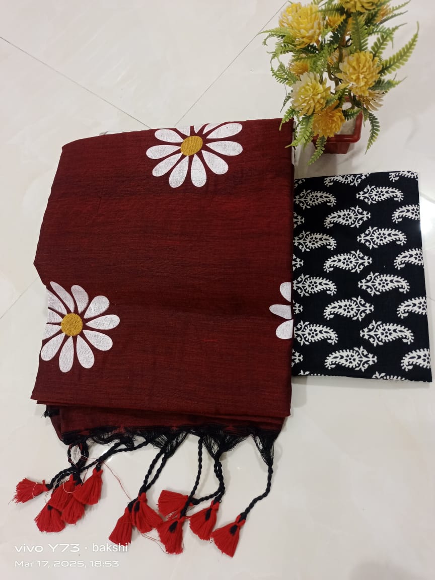 Sunflower Print Cotton Saree
