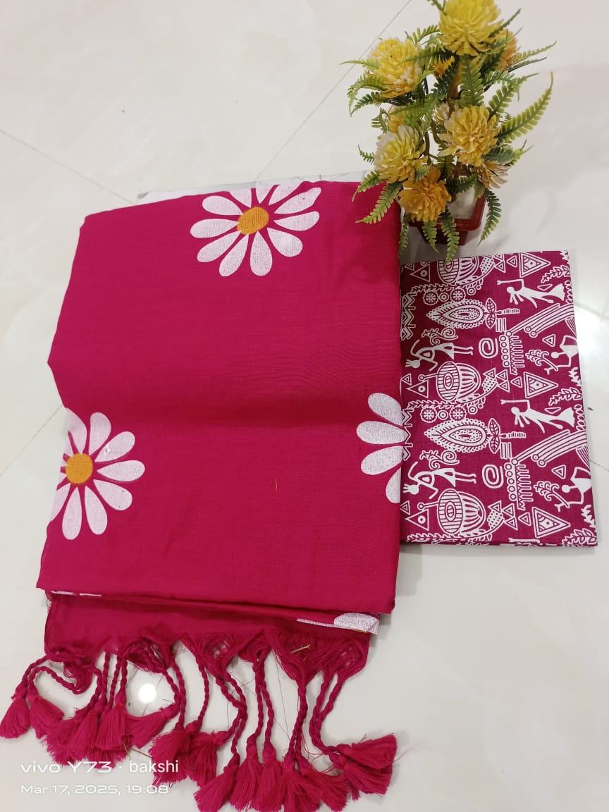 Sunflower Print Cotton Saree