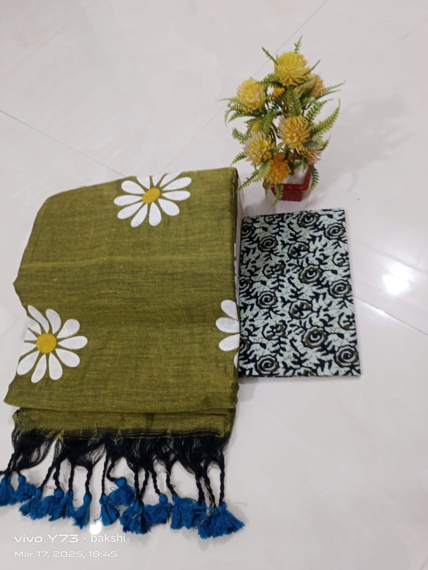 Sunflower Print Cotton Saree