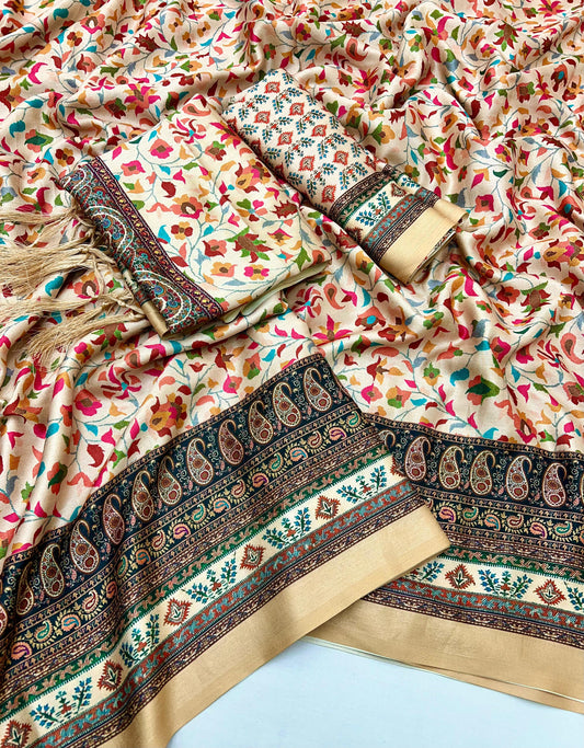 Digital printed Pashmina Silk Saree