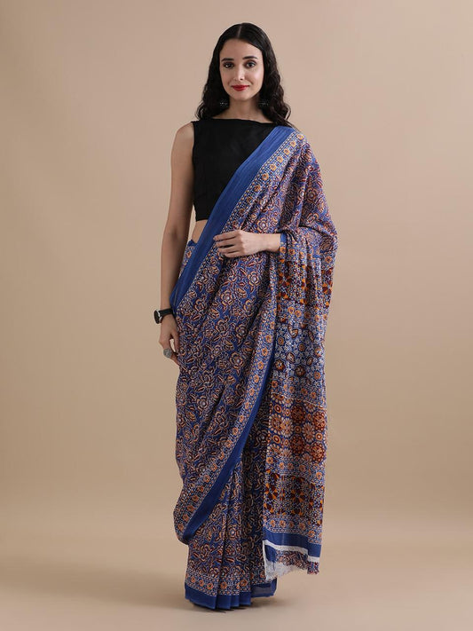 Bagru Block Print Malmal Cotton Saree