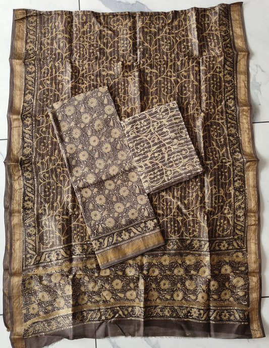 Chanderi Silk Suit Fabric Ajrak Print