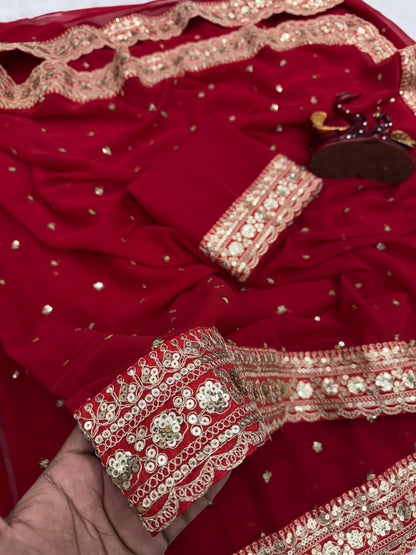 Pure Georgette Saree with Sequence Work