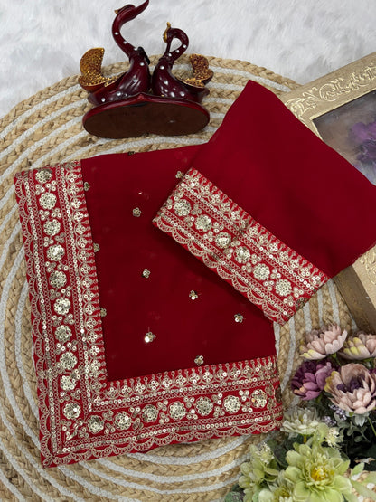 Pure Georgette Saree with Sequence Work