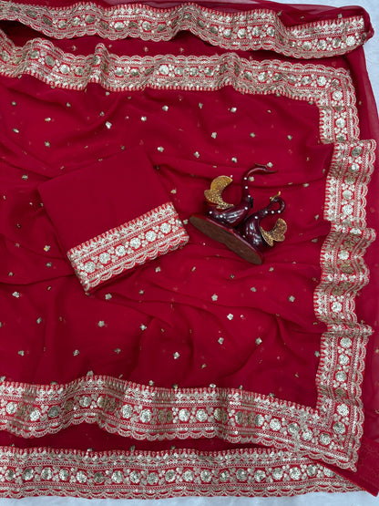 Pure Georgette Saree with Sequence Work
