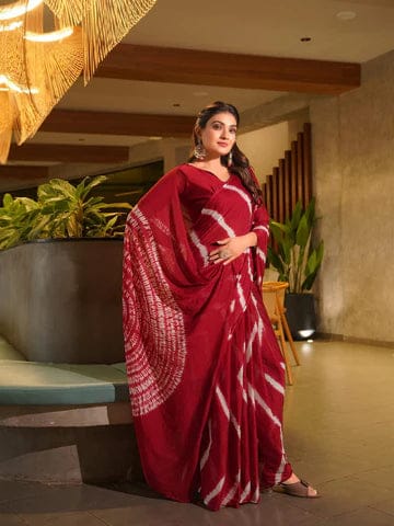 Light Chinon Lehariya print Saree