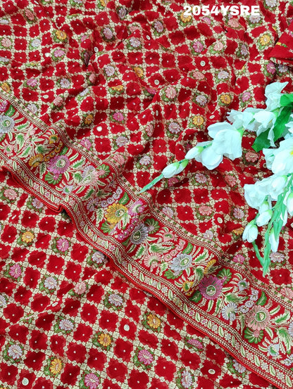 Pure Georgette Minakari Weaving Cut Dana Work Saree