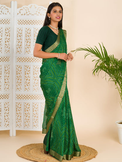 Moss Silk Bandhini Print Saree