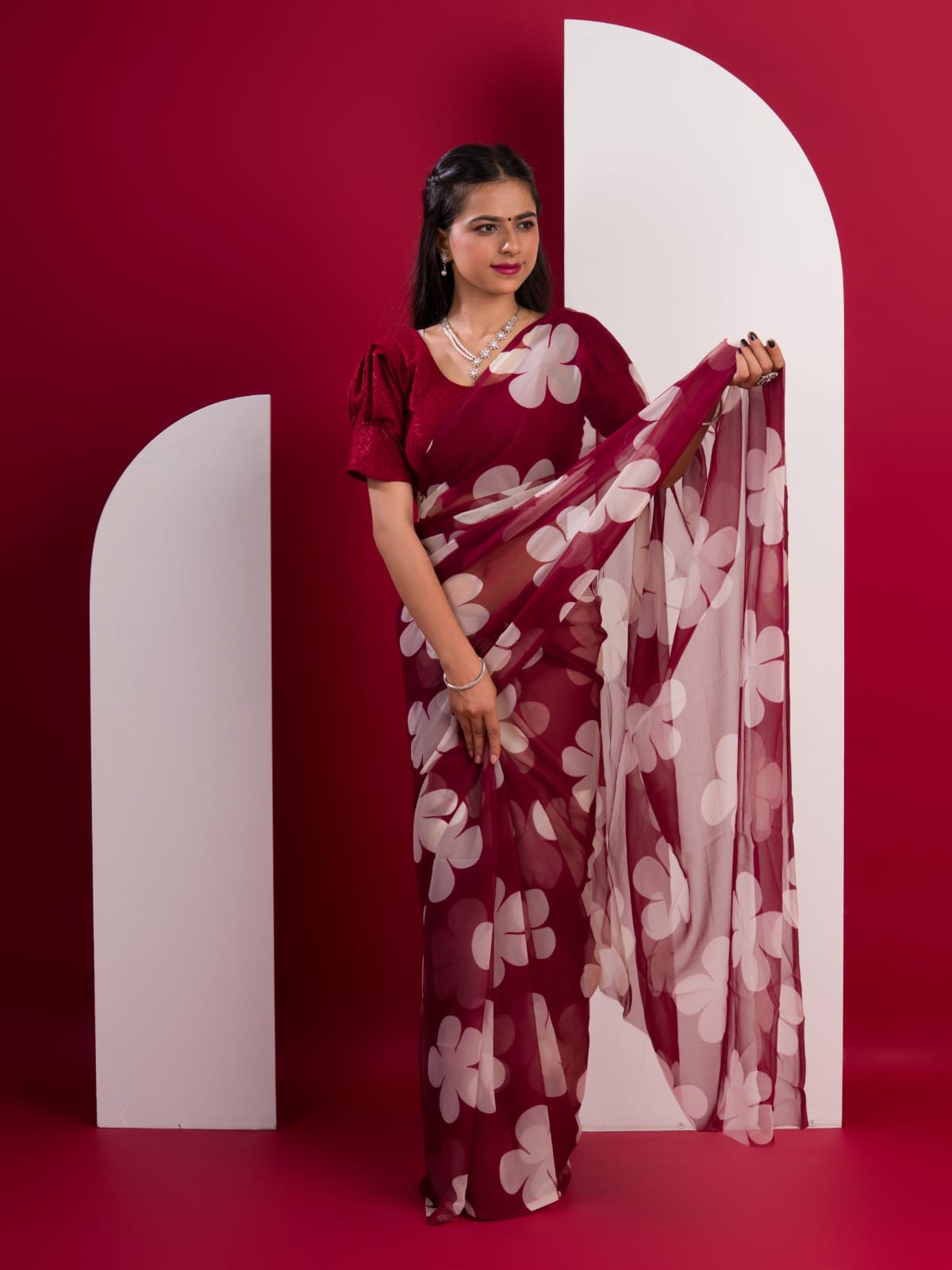 Light Chiffon Floral Printed Saree