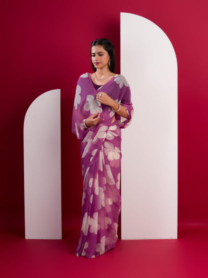 Light Chiffon Floral Printed Saree