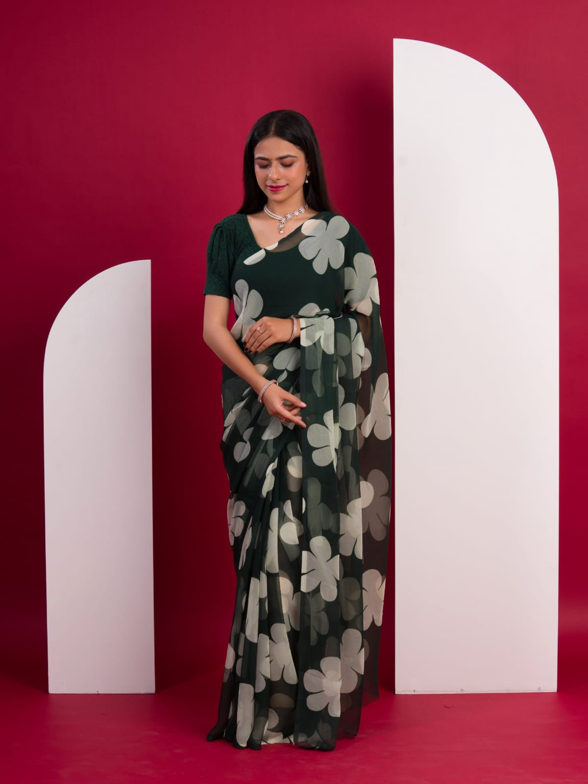 Light Chiffon Floral Printed Saree