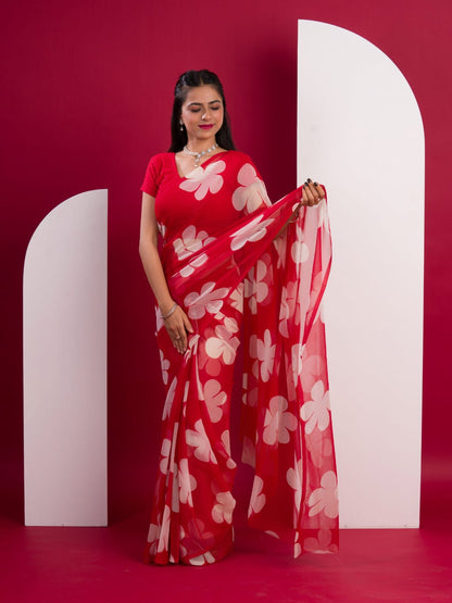 Light Chiffon Floral Printed Saree