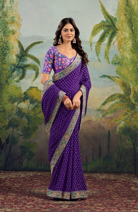 Pure Georgette Bandhini Saree