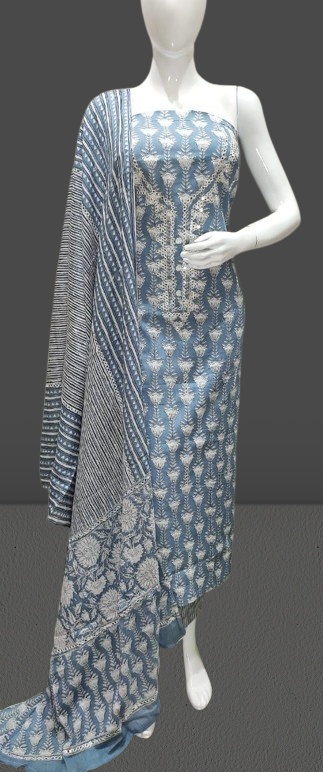 Cotton Printed Suit PC (Grey)