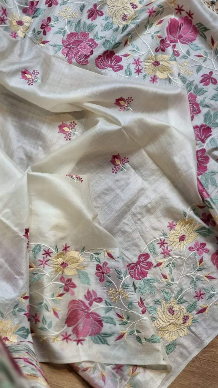 Tusser Silk embroidered saree