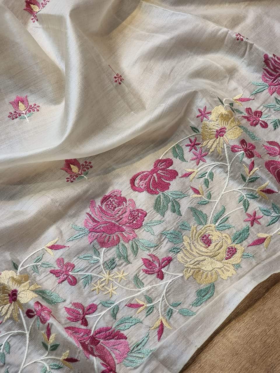 Tusser Silk embroidered saree