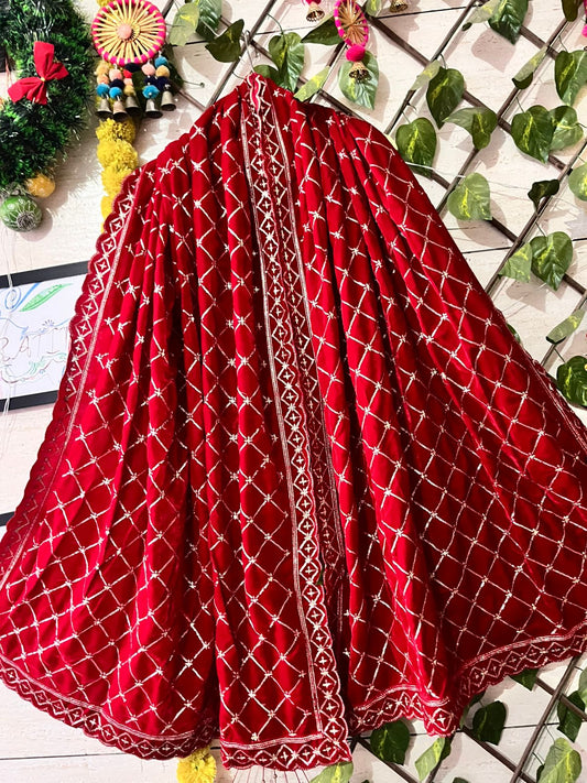 Full Length Velvet Shawl (Red)
