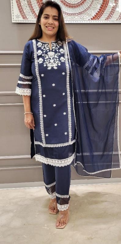 Roman Silk Pakistani Suit (Blue)