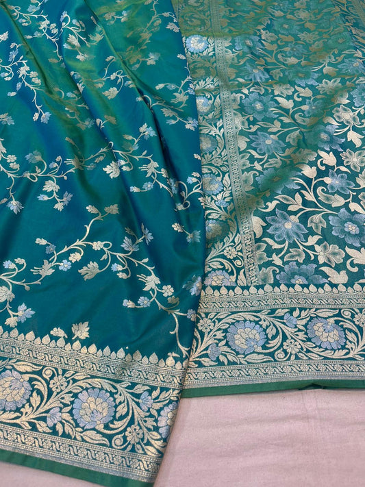 Semi Katan Silk Saree (Sea Green Colour)