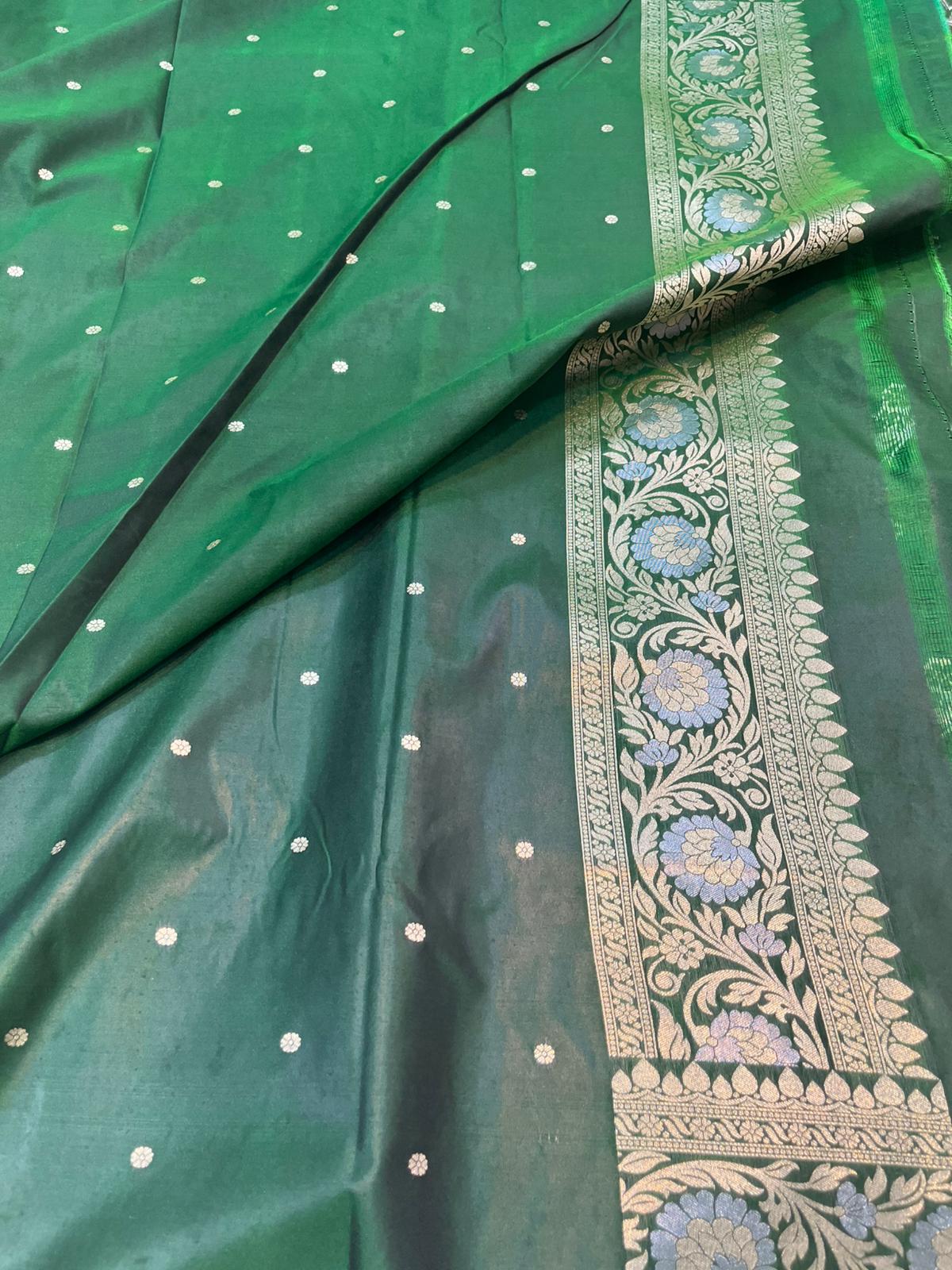 Semi Katan Silk Saree (Sea Green Colour)