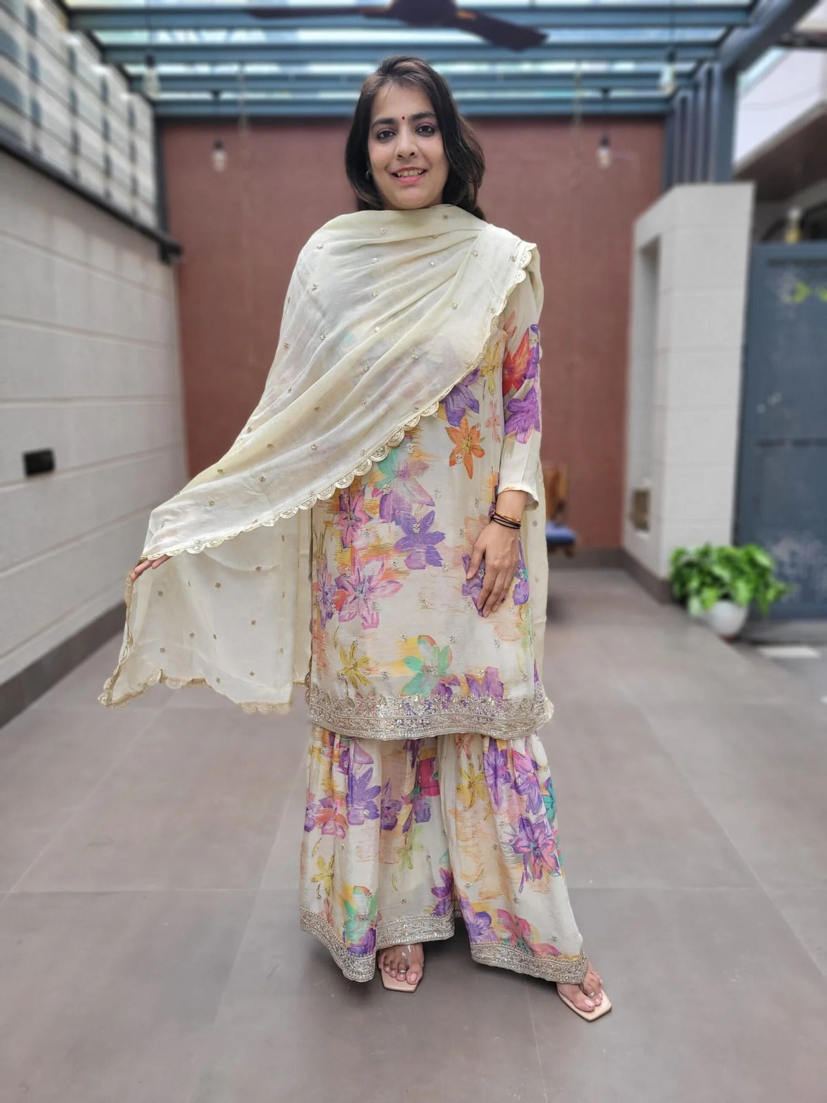 Tissue Digital Partywear Sharara 3Pc Set