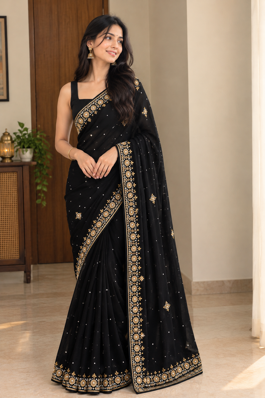 Georgette Stone Work Saree