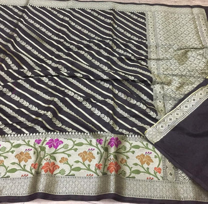 Semi Georgette Tifli Border Saree